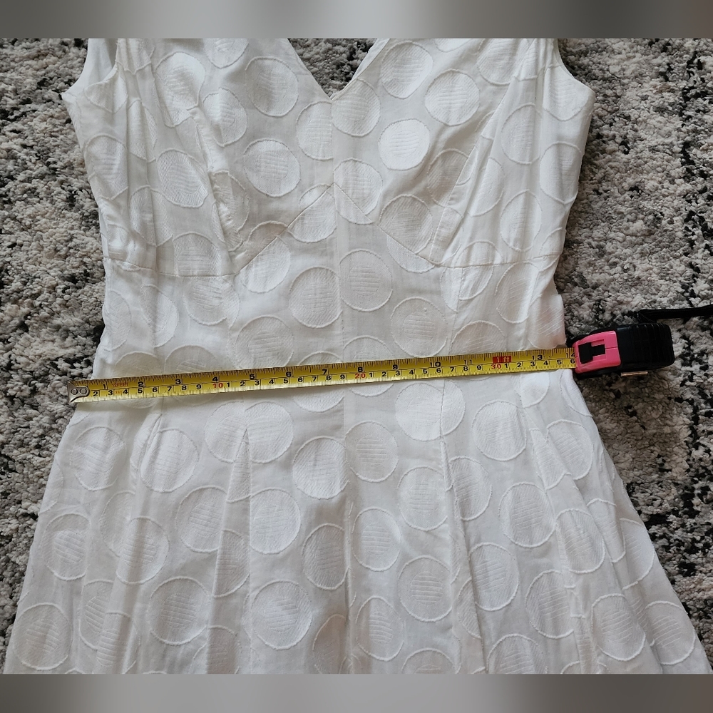 CALVIN KLEIN Womens White Polkadot Midi Dress Size 4 100%Cotton - Picture 8 of 9